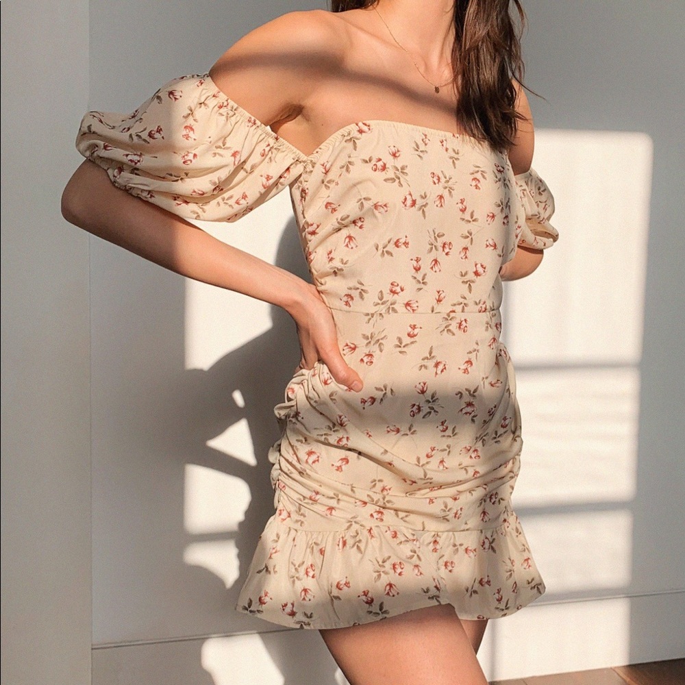 NastyGal off the shoulder floral dress